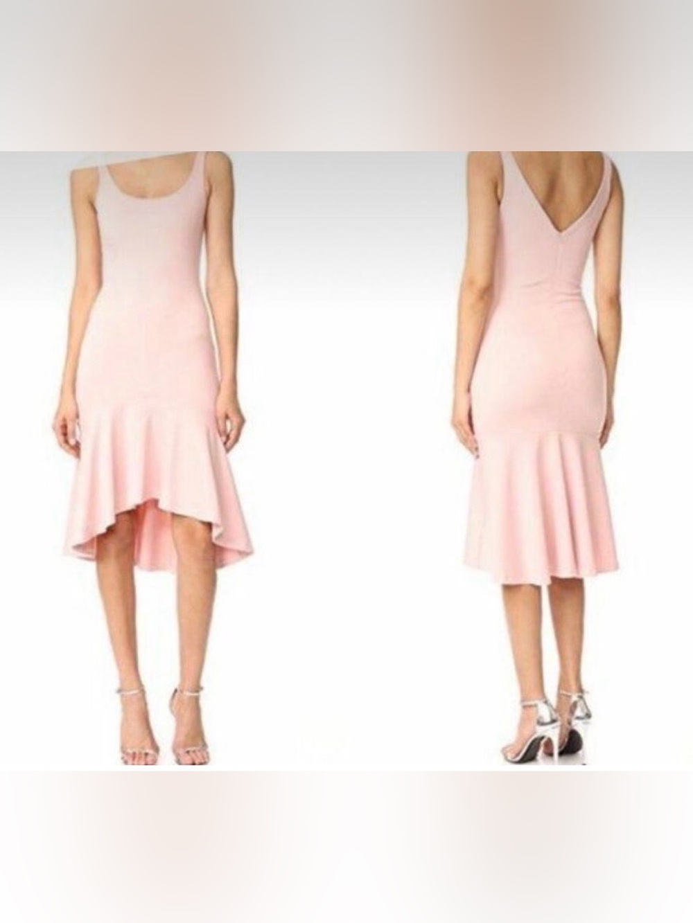 Amanda Uprichard Light Pink Scoop-Neck High-Low Hem Dress
